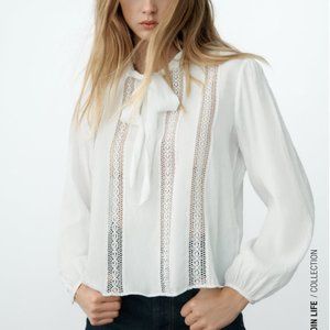 Zara Romantic Blouse with Tie size XS
